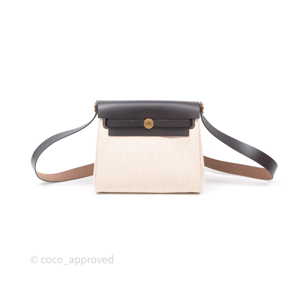 Hermès Herbag Zip 20 Mini Ecru/ Beige Canva Gold Hardware