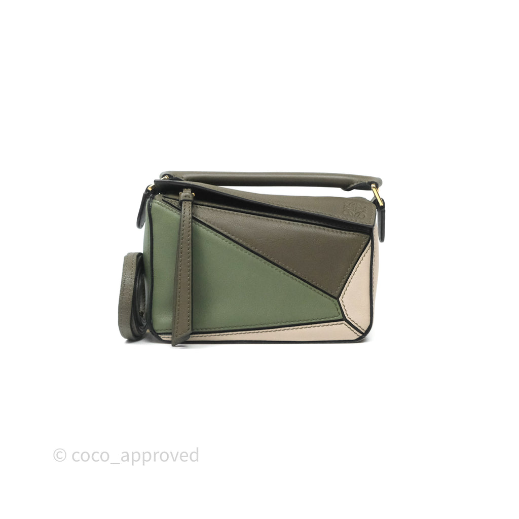 Loewe Mini Puzzle Bag Green Calfskin Gold Hardware