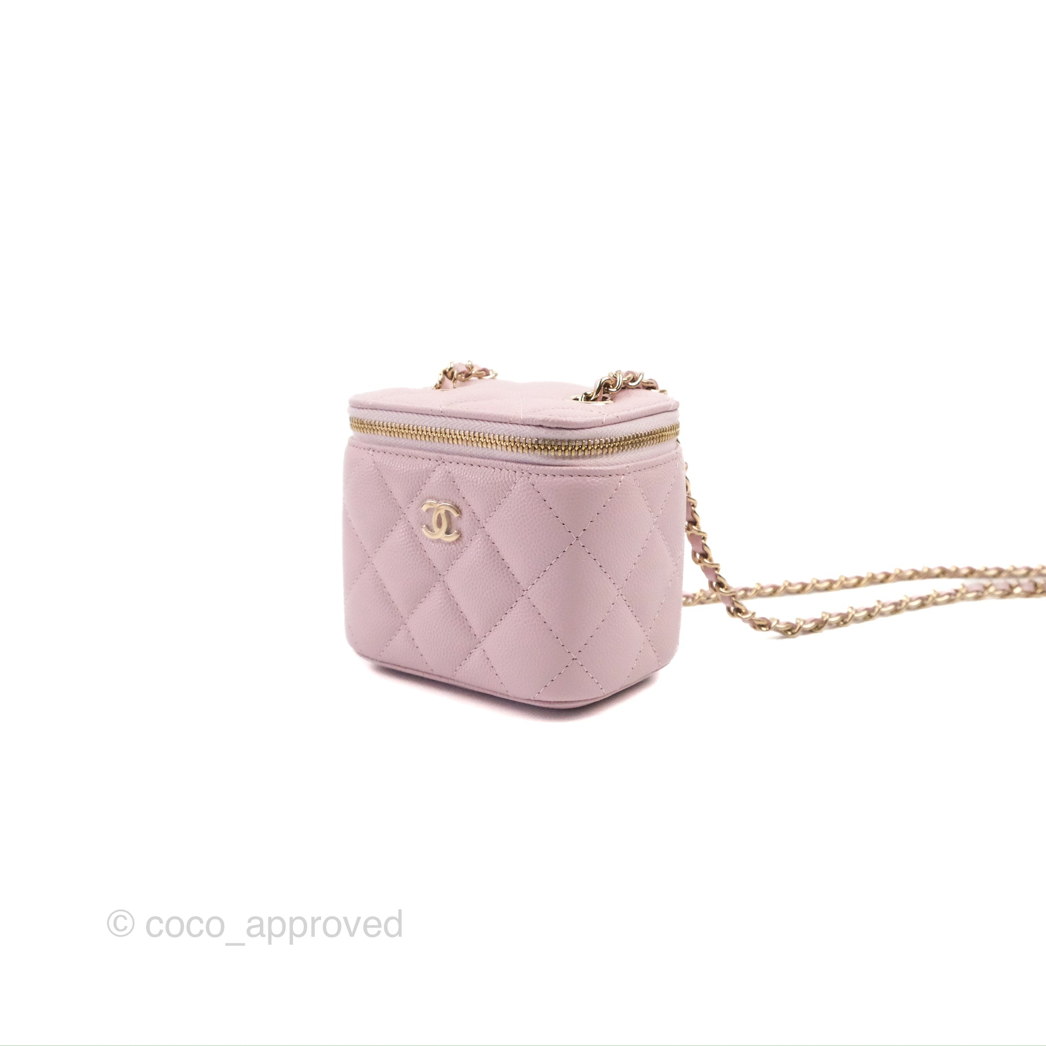 Chanel Pink Quilted Caviar Leather Small Vanity Case with Chain Bag -  Yoogi's Closet