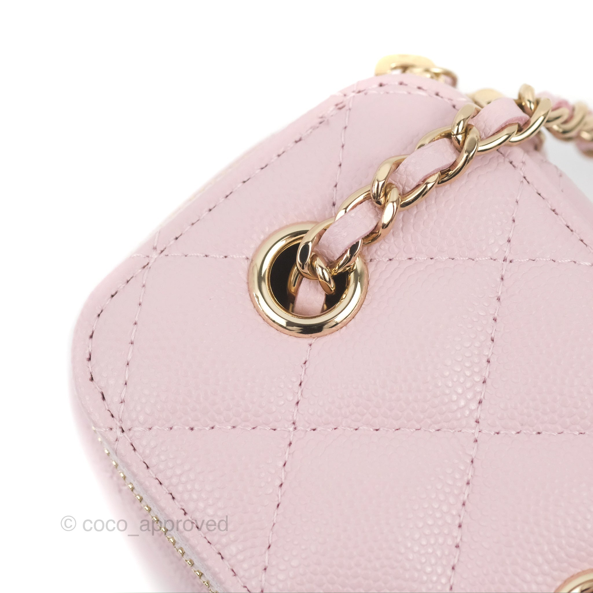 Chanel Pink Quilted Caviar Incognito Mini Square Flap Pink Hardware, 2019 (Like New), Womens Handbag