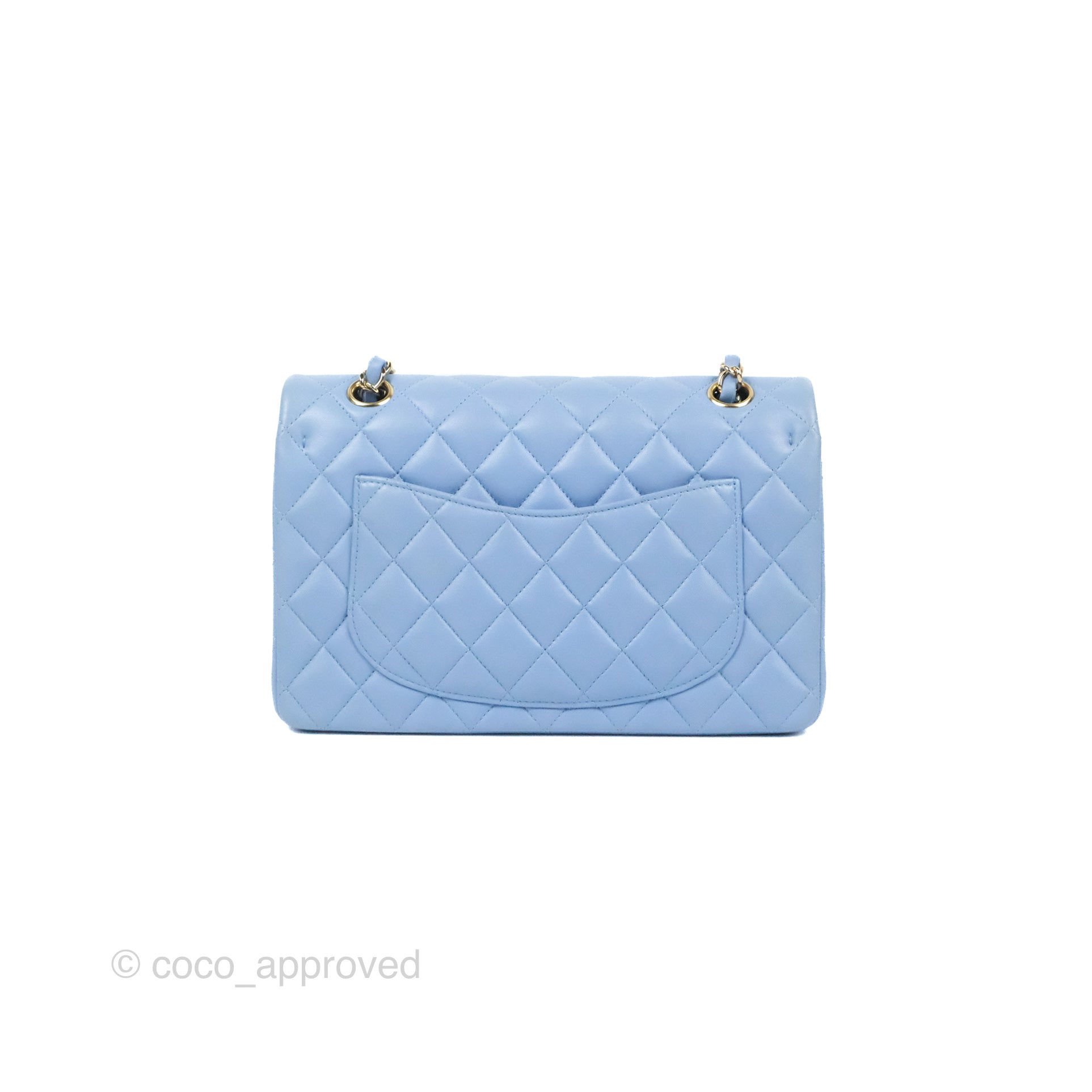Chanel classic flap small vs mini beautiful sky blue 22S