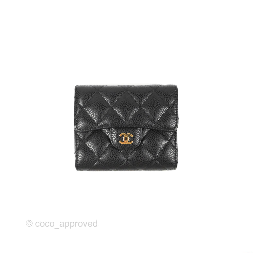 Chanel Classic Short Flap Wallet Black Caviar Gold Hardware