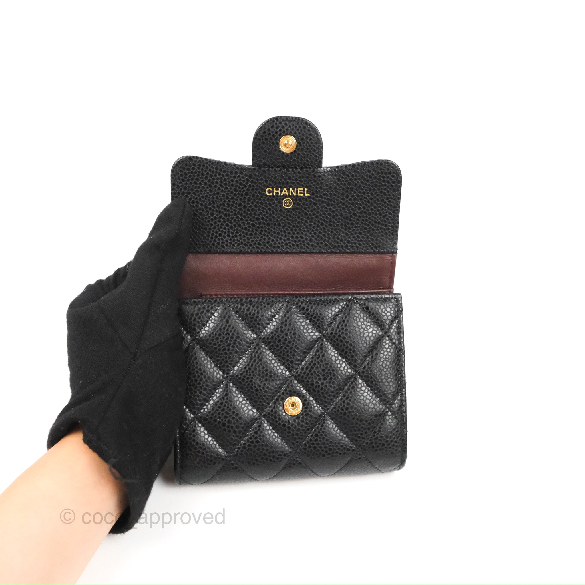 Chanel Classic Flap Wallet Black Caviar Gold Hardware⁣ – Coco