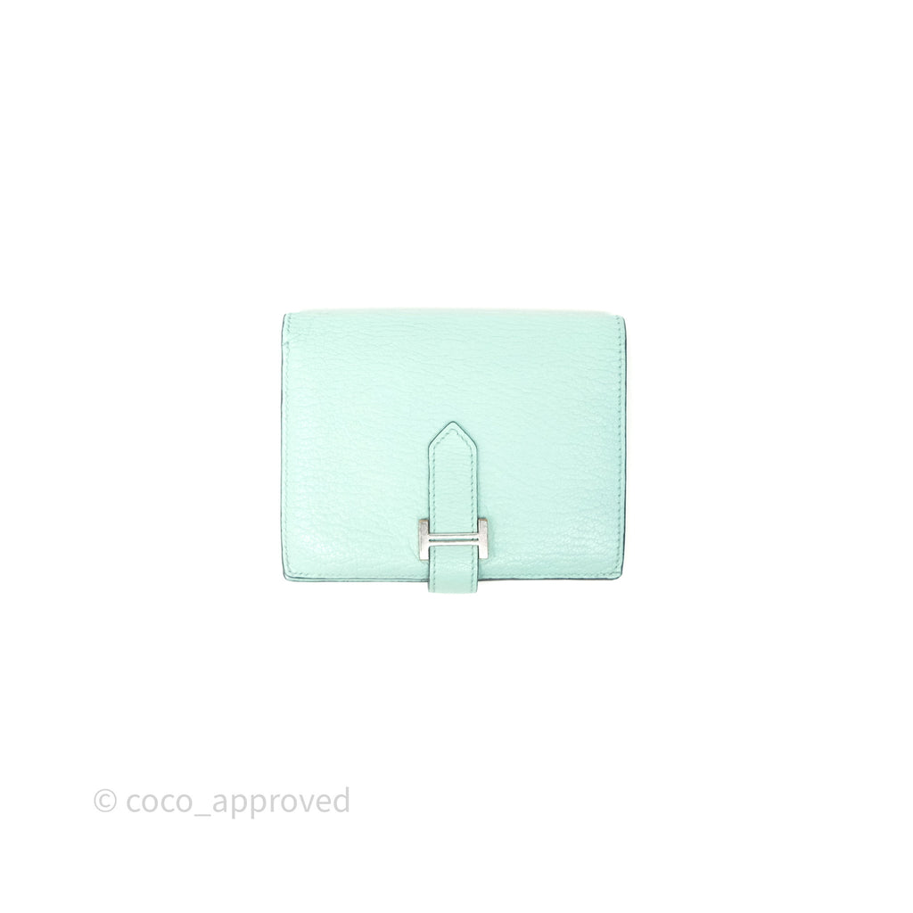 Hermes Bearn Compact Wallet Green Chevre Mysore Palladium Hardware