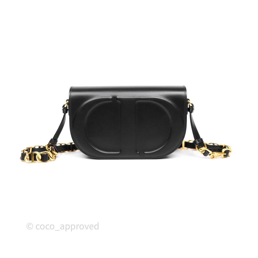 Christian Dior CD Signature Flap Bag with Chain Black CD-Embossed Box Calfskin