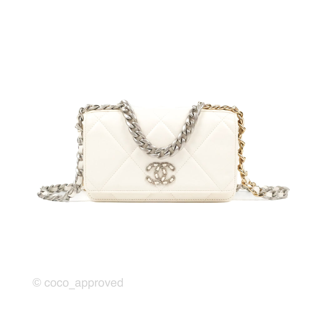 Chanel 19 Wallet on Chain WOC White Mixed Hardware