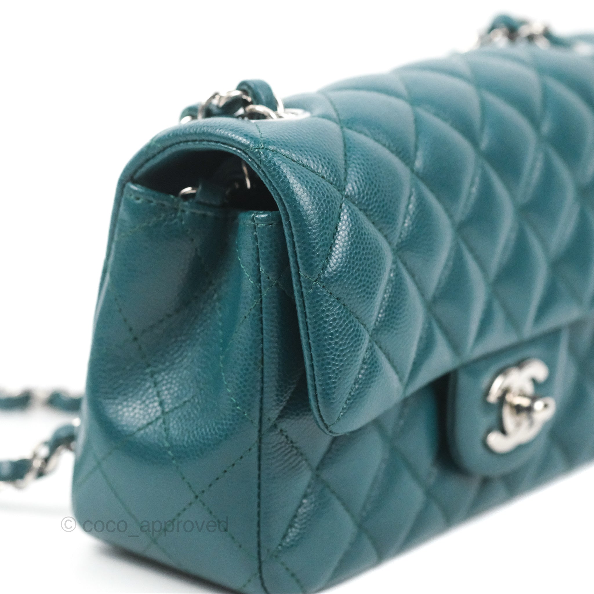 Sold at Auction: Chanel Dark Green Mini Rectangle Full Flap Bag