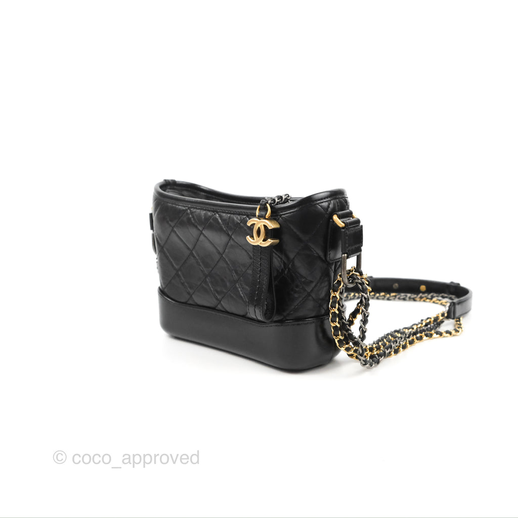 CHANEL Aged Calfskin Quilted Small Gabrielle Hobo Black | FASHIONPHILE