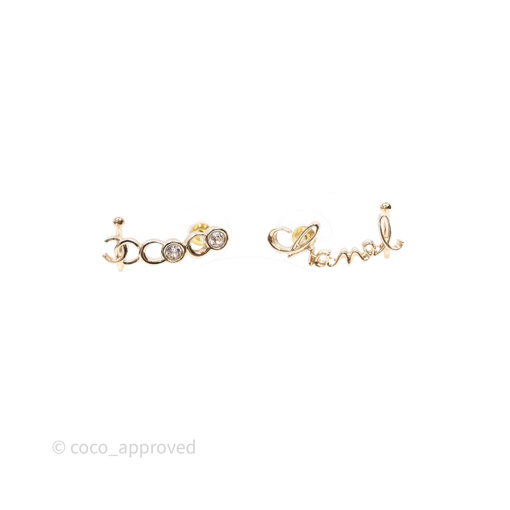 Chanel CC Coco Crystal Earrings Earrings Gold Tone 22P