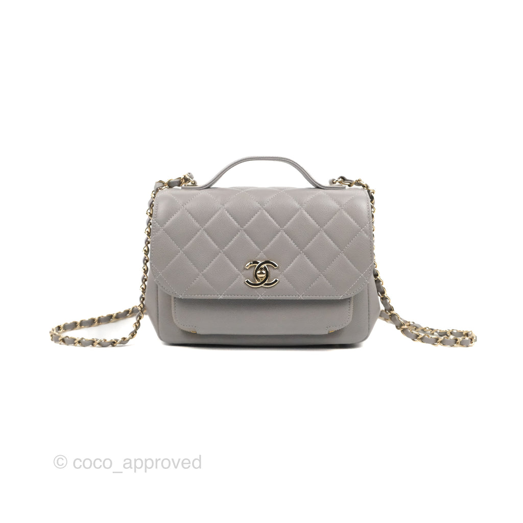 Chanel Quilted Medium Business Affinity Flap Grey Caviar Gold Hardware