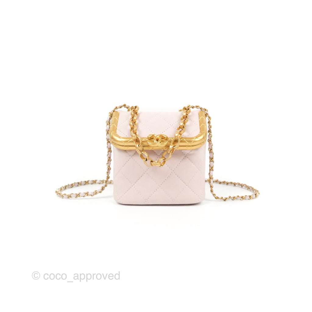 Chanel Kiss Lock Mini Vanity Pink Lambskin Gold Hardware