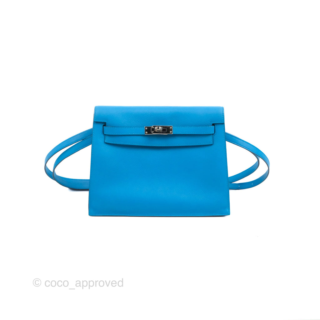 Hermès Kelly Danse II Bag Verso Veau Evercolor Bleu Frida/ Rose Mexico Palladium Hardware