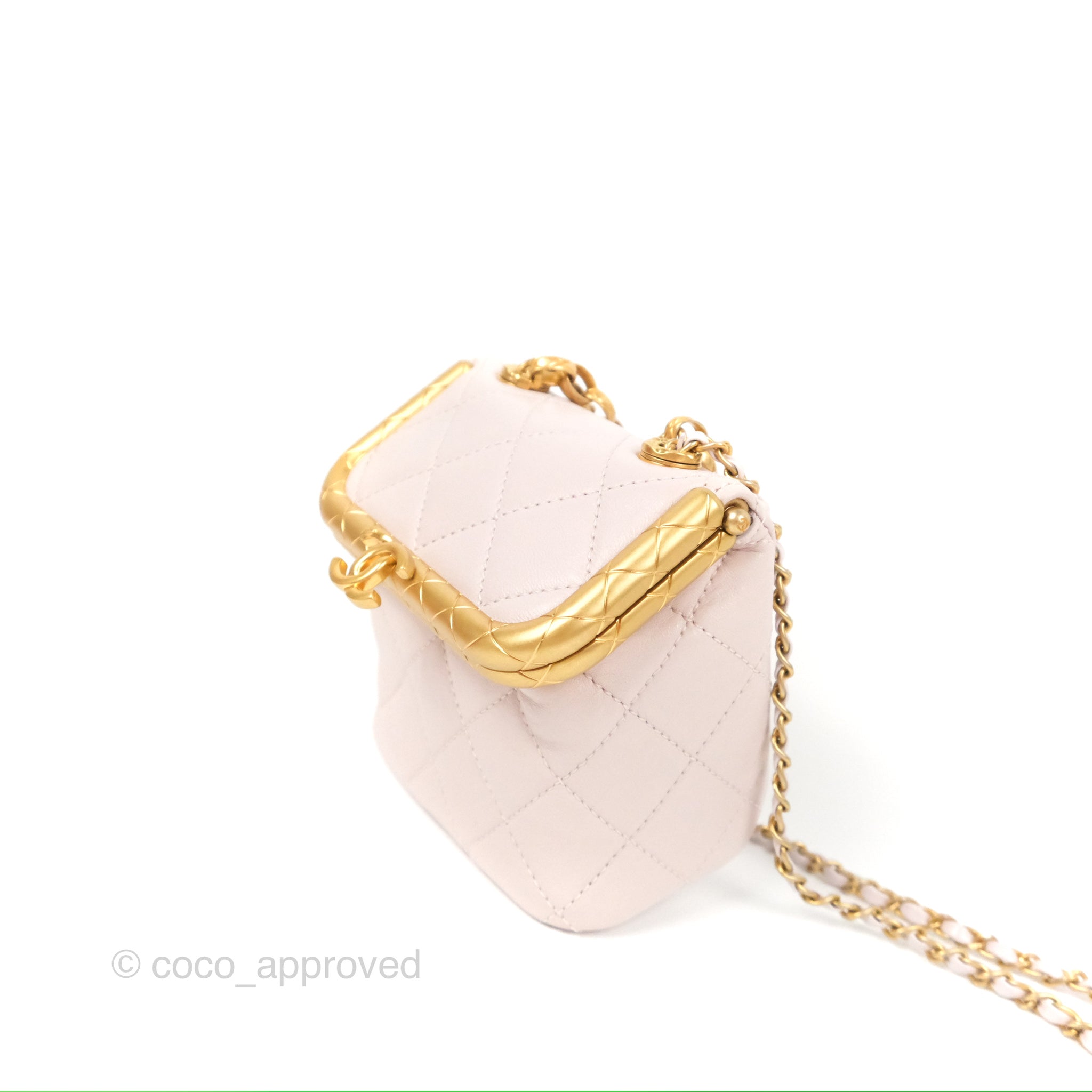 Chanel Kiss Lock Mini Vanity Pink Lambskin Gold Hardware Coco Approved Studio