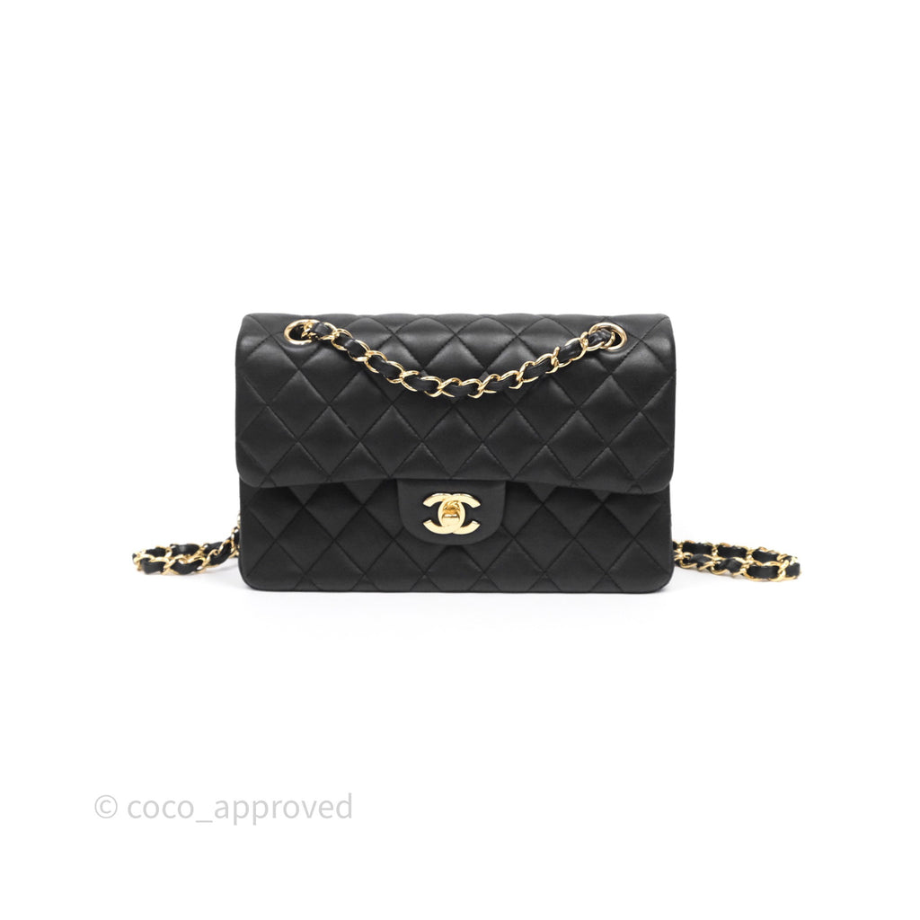 Chanel Small Classic Flap Quilted Black Lambskin Gold Hardware