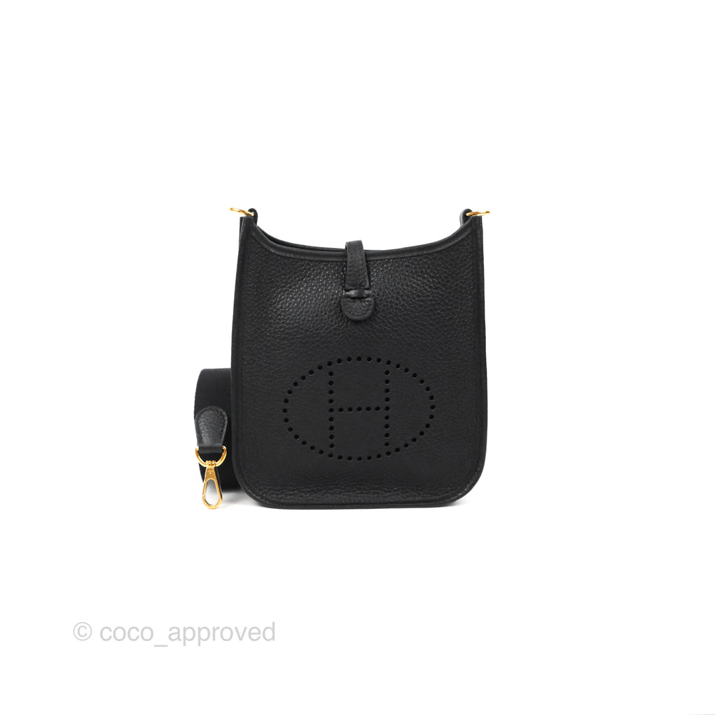 Hermès Mini Evelyne 16 Black Clemence Gold Hardware