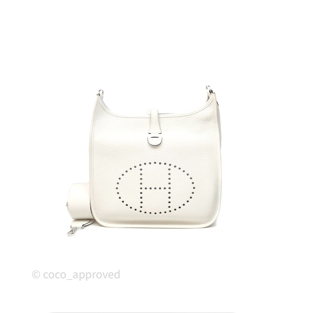 Hermes Evelyne III 29 New White 0U Clemence Palladium Hardware