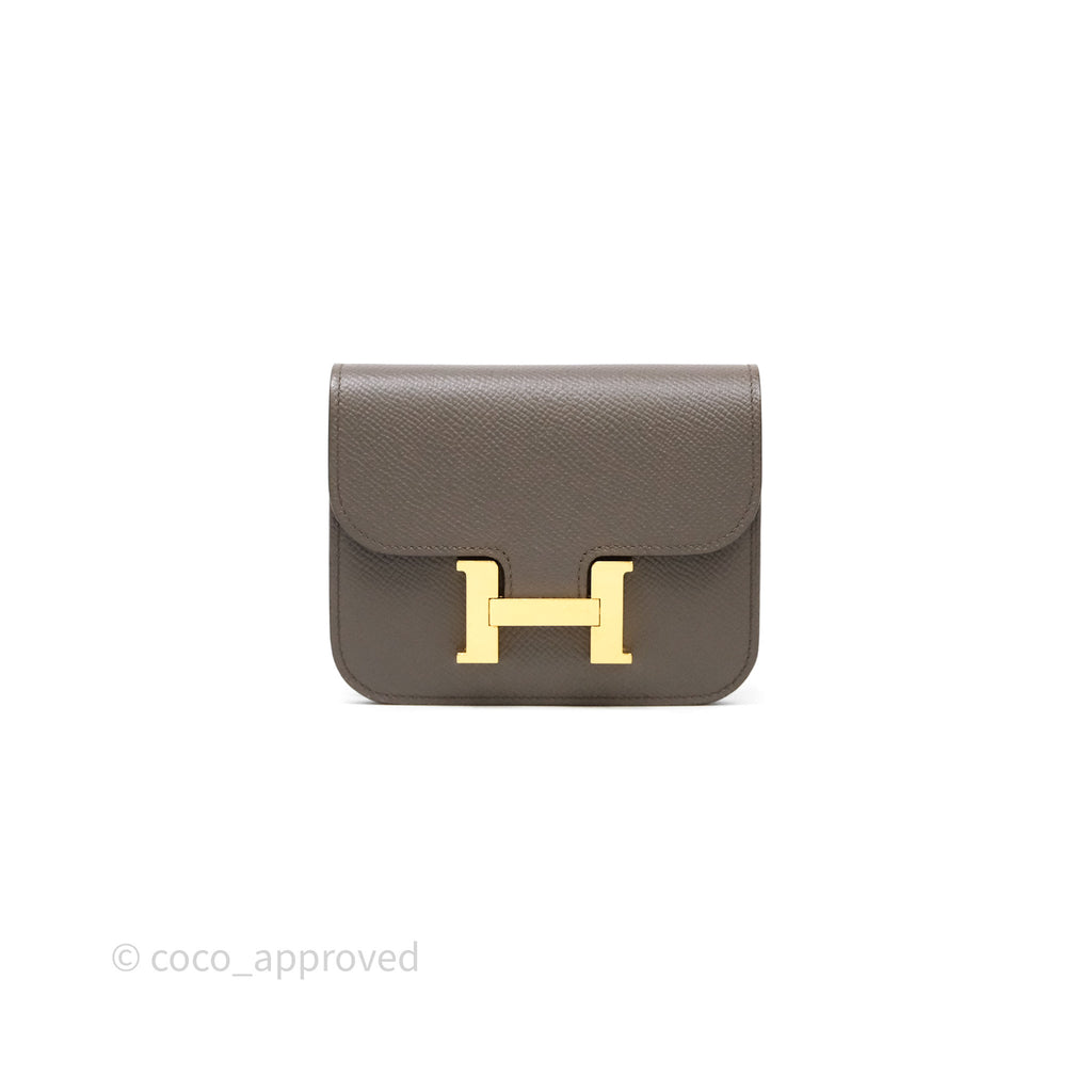 Hermès Constance Slim Wallet Gris Etain 8F Epsom Gold Hardware