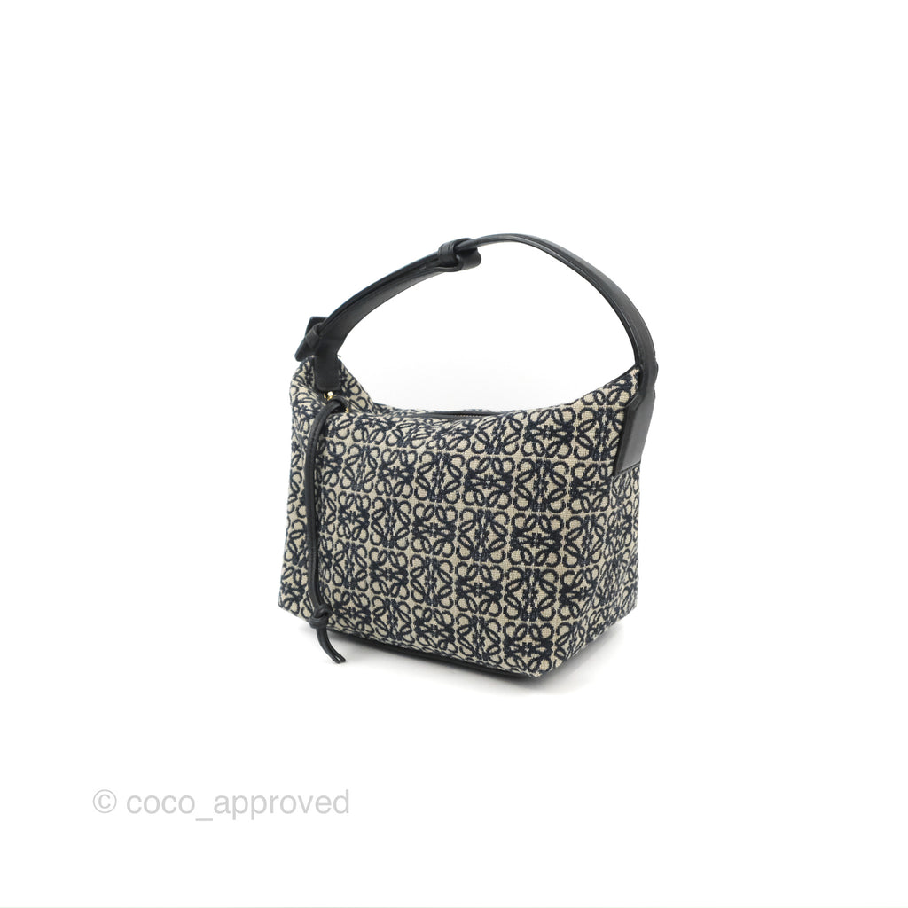 Loewe Small Cubi bag in Anagram Jacquard & Calfskin Navy/Black