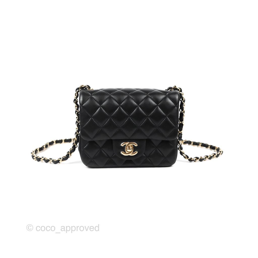 Chanel Mini Square Black Lambskin Gold Hardware