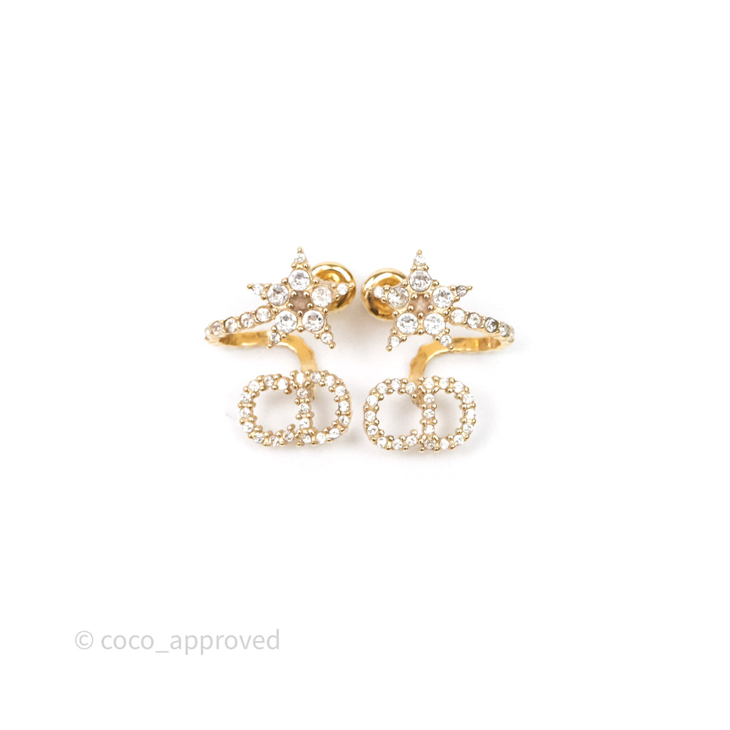 Christian Dior Clair D Lune Earrings Gold Tone