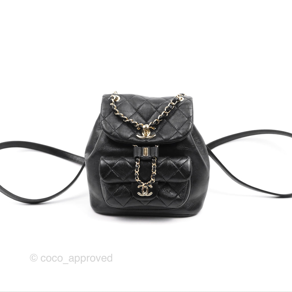 Chanel Quilted Black Caviar Duma Backpack Bag Gold Hardware