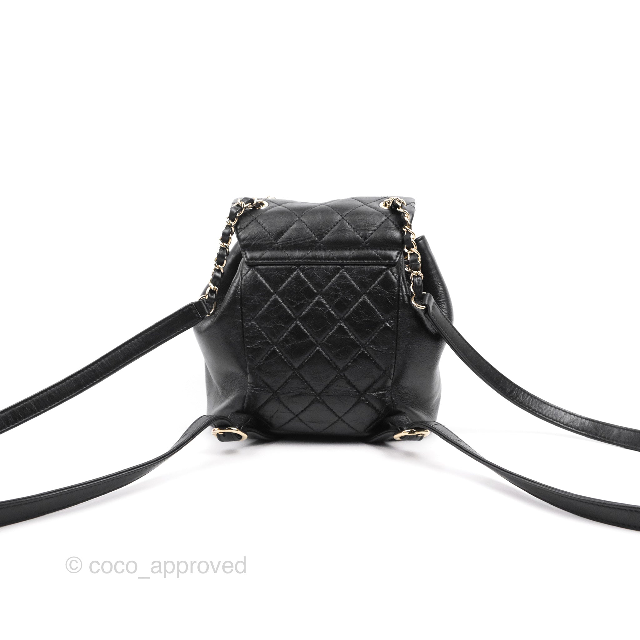 Chanel Quilted Small Duma Drawstring Backpack Black Calfskin Gold Hard –  Coco Approved Studio