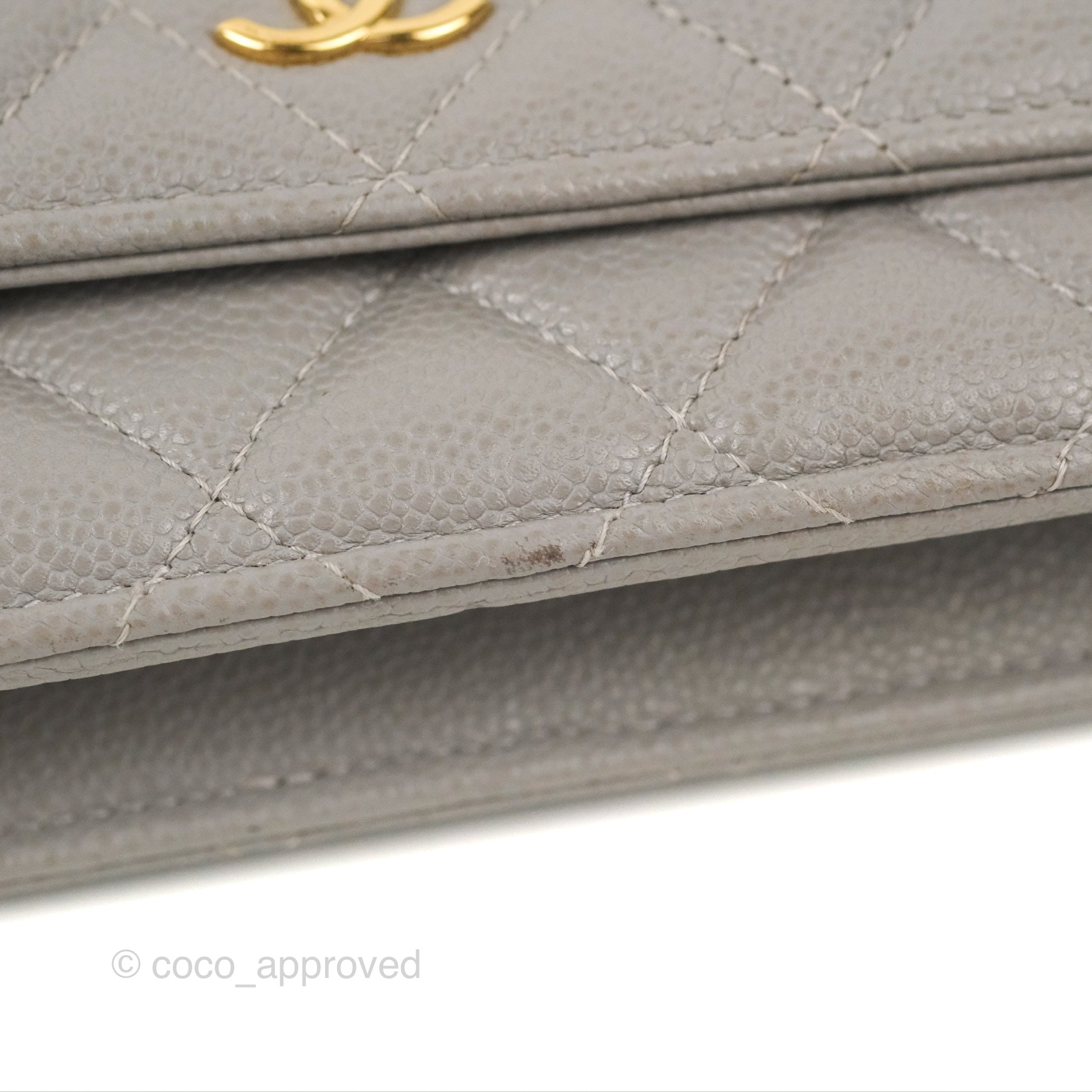 Chanel Caviar Quilted Wallet on Chain WOC Grey Light Gold Hardware 20C –  Coco Approved Studio