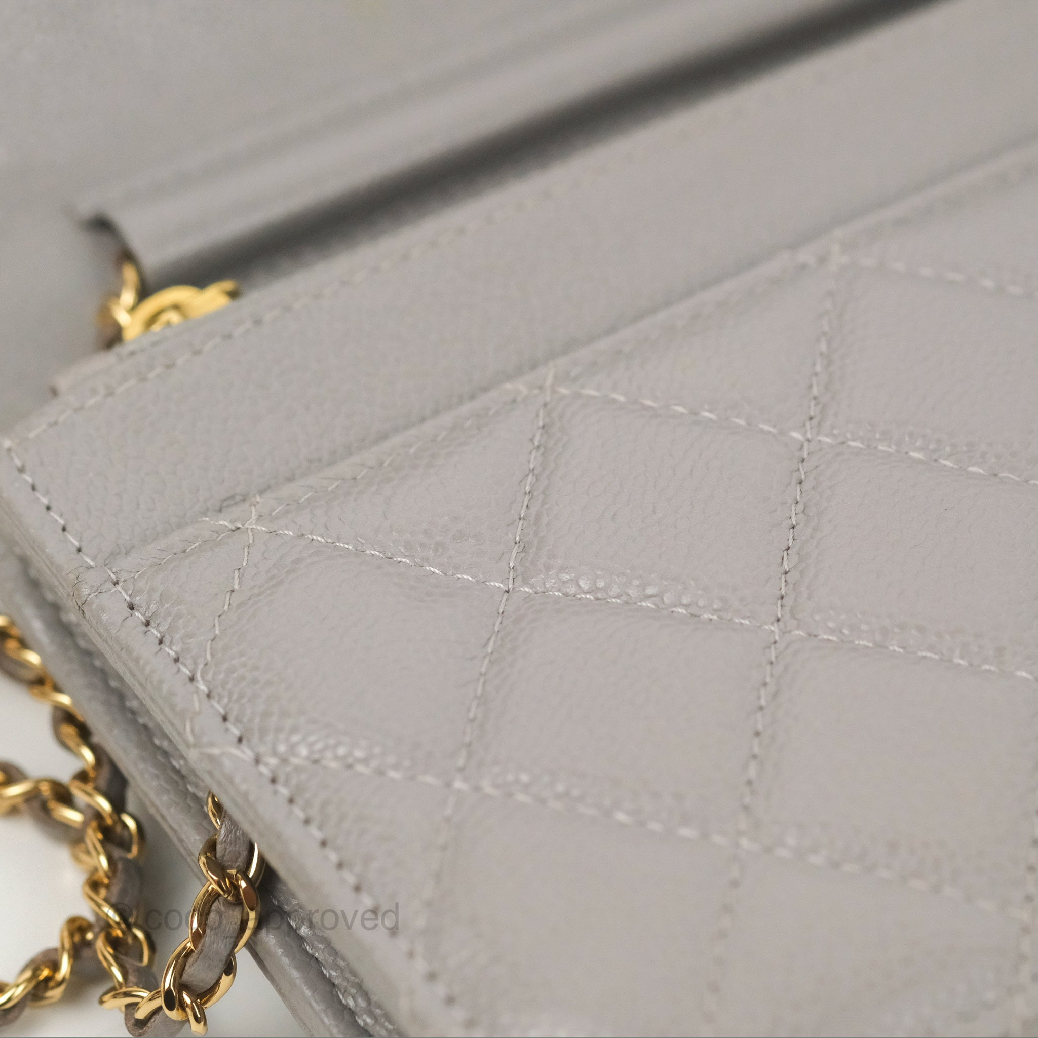 Chanel Caviar Quilted Wallet on Chain WOC Grey Light Gold Hardware 20C –  Coco Approved Studio