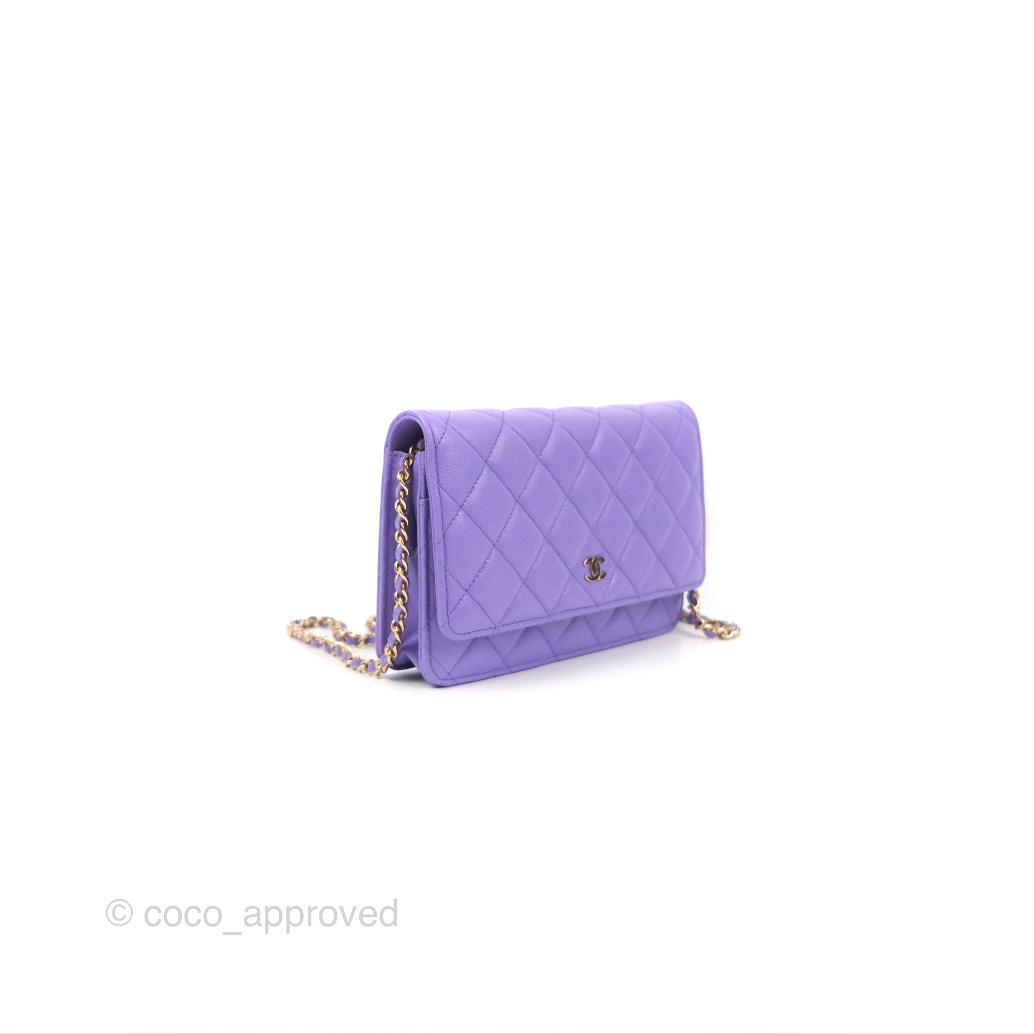 Chanel Quilted Classic Wallet on Chain WOC Purple Caviar Gold Hardware – Coco  Approved Studio