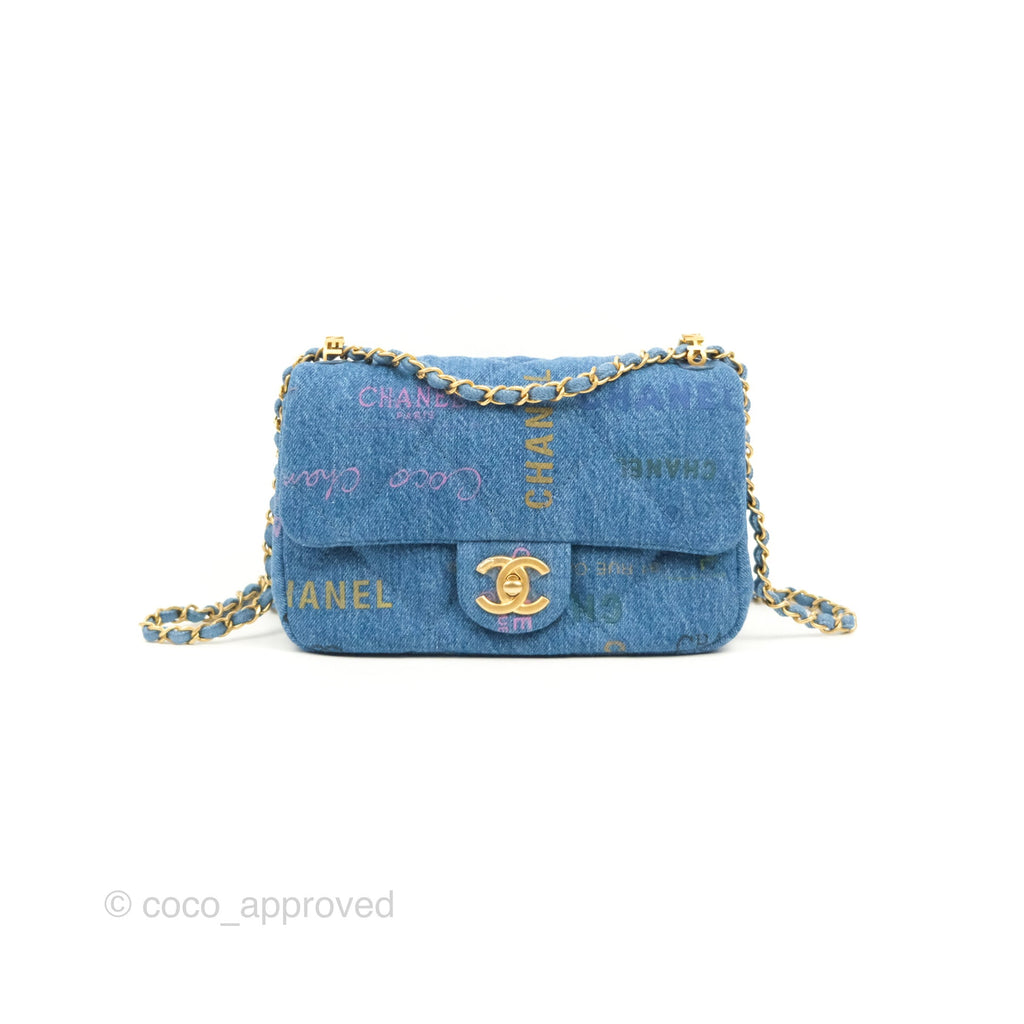 CHANEL Denim Quilted Mini Denim Mood Rectangular Flap Blue