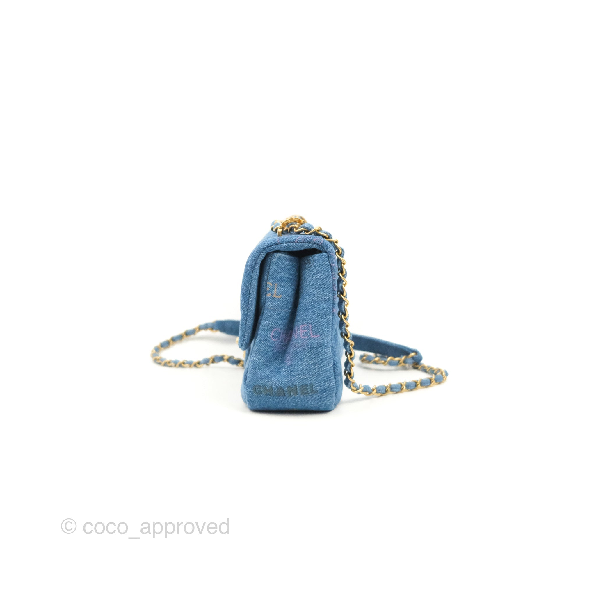 CHANEL Denim Quilted Mini Denim Mood Rectangular Flap Blue Multicolor  1246147