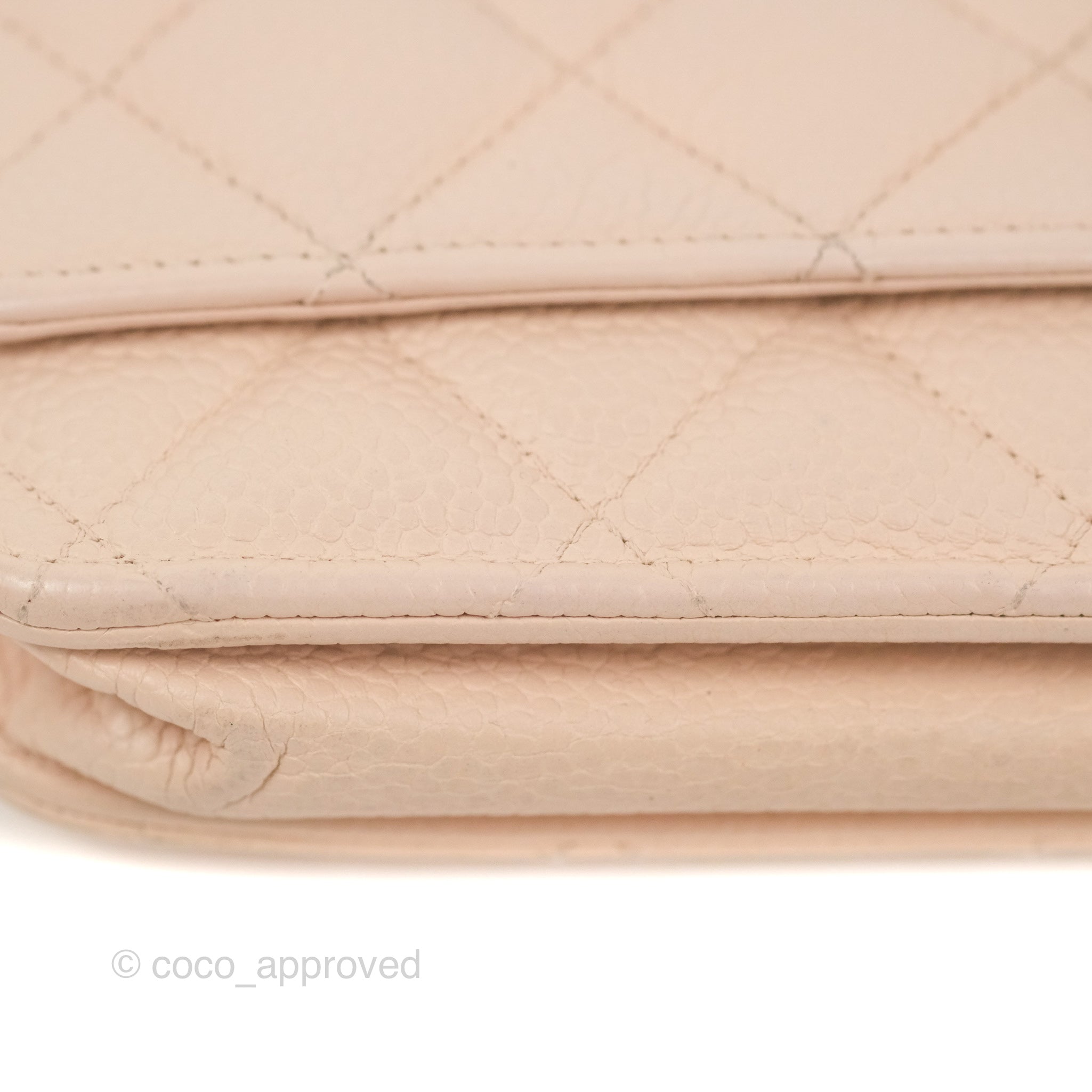 Chanel Quilted Classic Wallet on Chain WOC Pale Pink Caviar Silver Har –  Coco Approved Studio