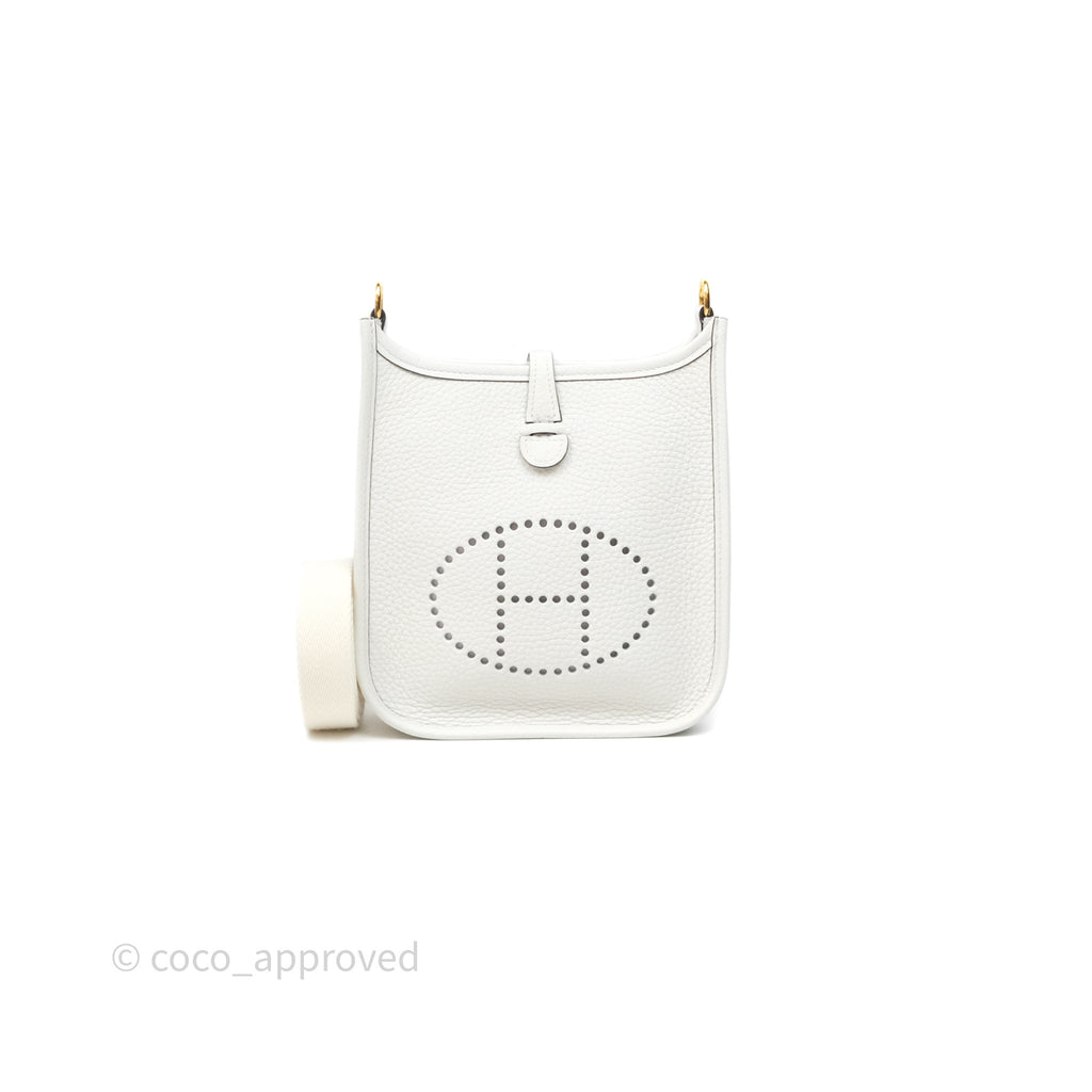 Hermès Mini Evelyne 16 New White 0U Clemence Gold Hardware