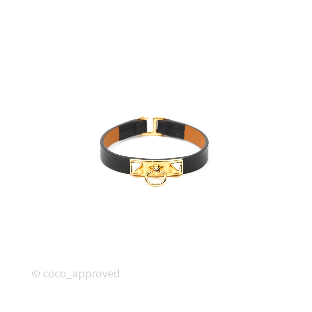 Hermès Rivale Mini Bracelet Noir Swift Gold Hardware