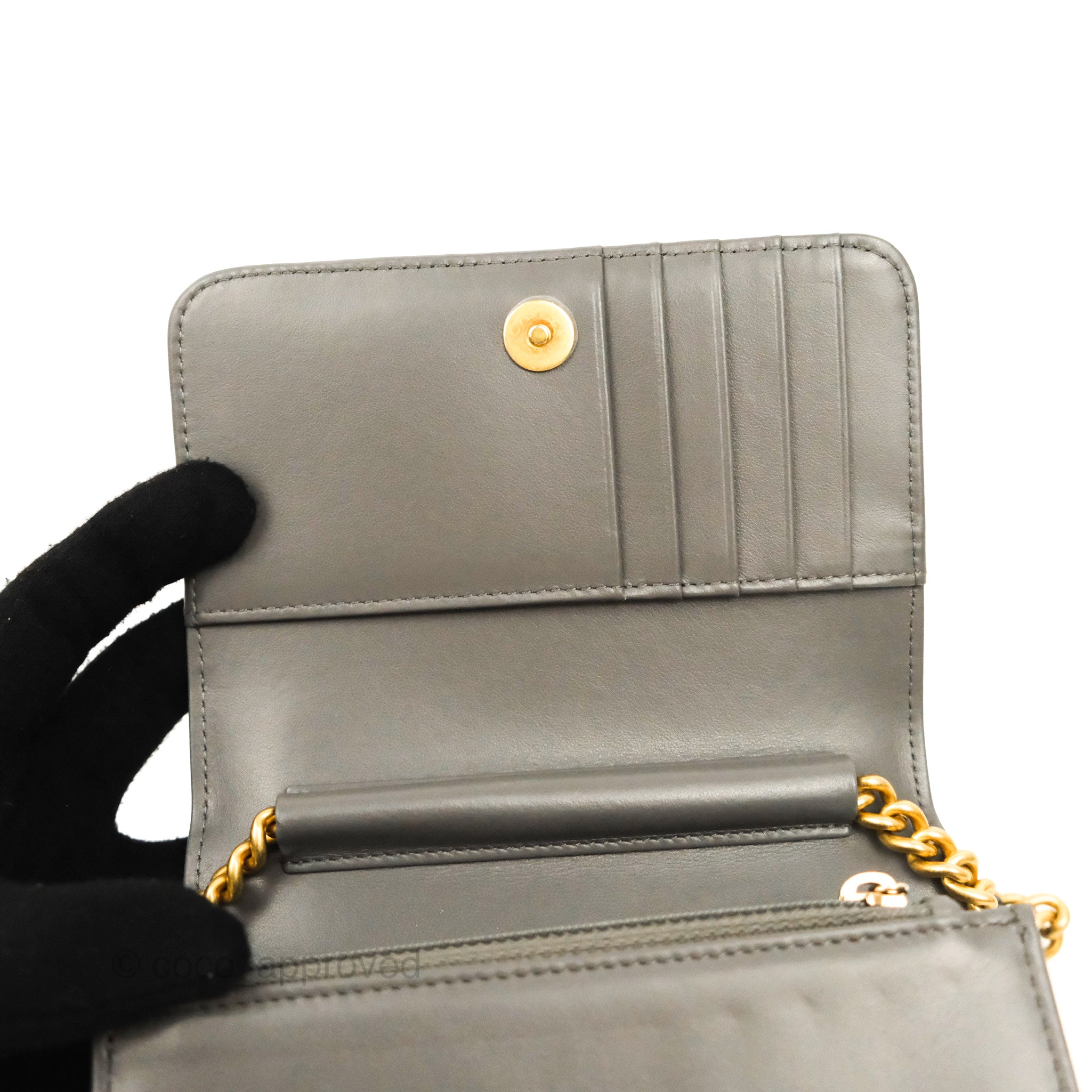 Charcoal Grey Boy Chanel Wallet on Chain Crossbody Bag – Baggio Consignment