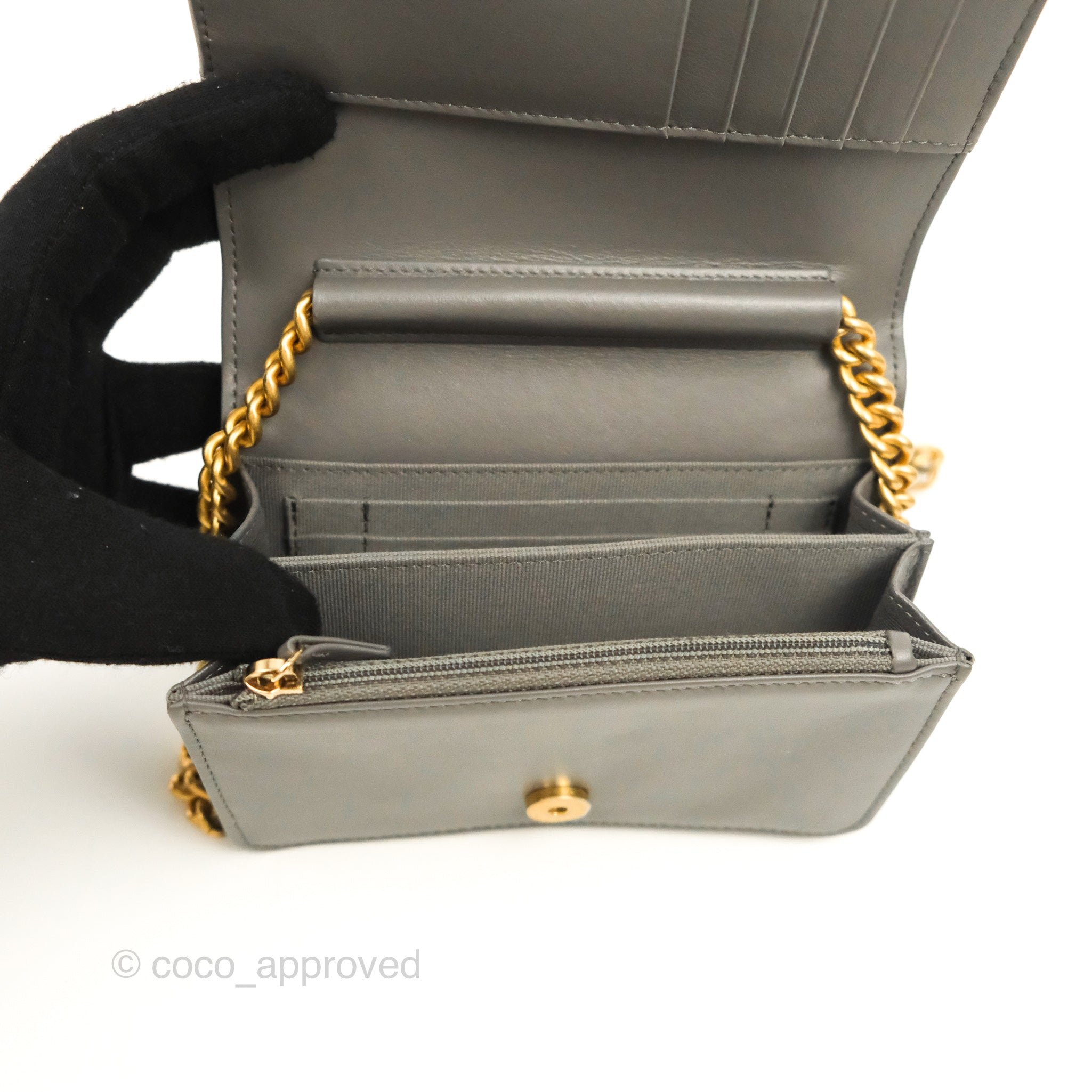 Boy Wallet on Chain WOC Caviar Quilted Black GHW