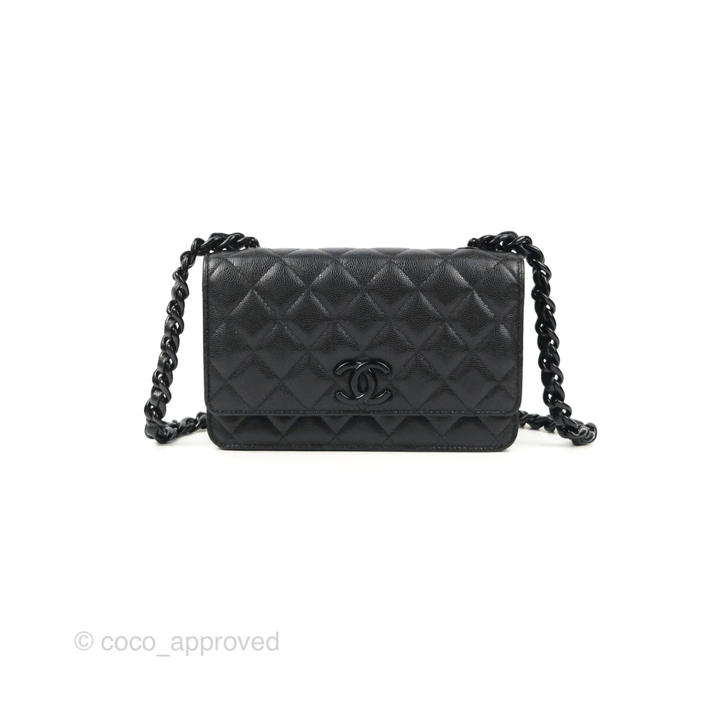 Chanel Quilted So Black Wallet on Chain WOC Caviar Incognito Hardware