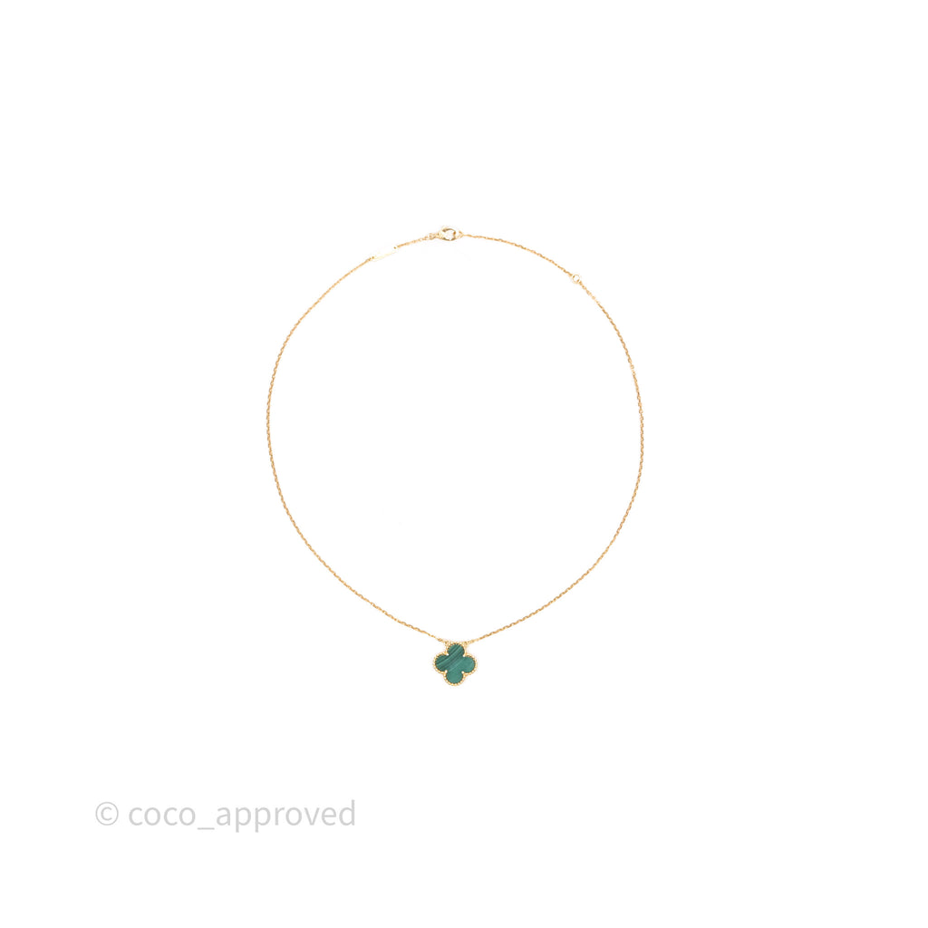 Van Cleef & Arpels Vintage Alhambra Pendant Malachite Yellow Gold