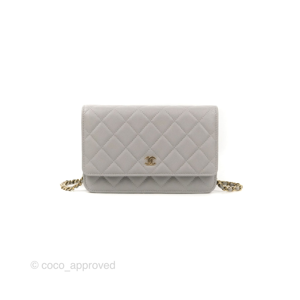 Chanel Quilted Classic WOC Grey Caviar Gold Hardware