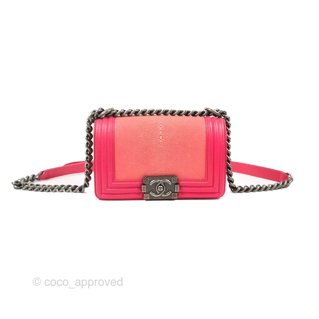 Chanel Small Boy Stingray Dark Pink Ruthenium Hardware