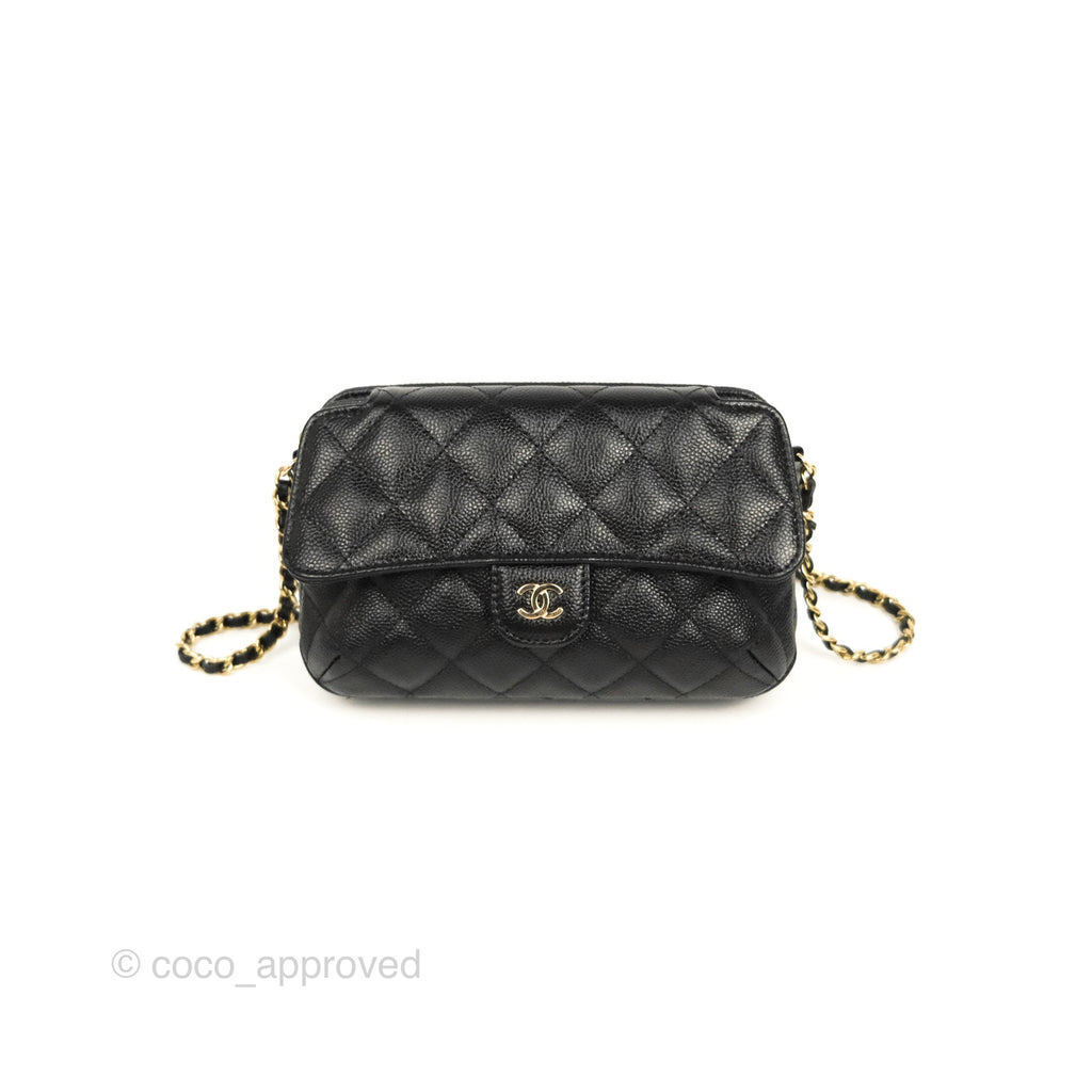 Chanel Foldable Tote Bag Clutch With Chain Black Multicolor Gold Hardware