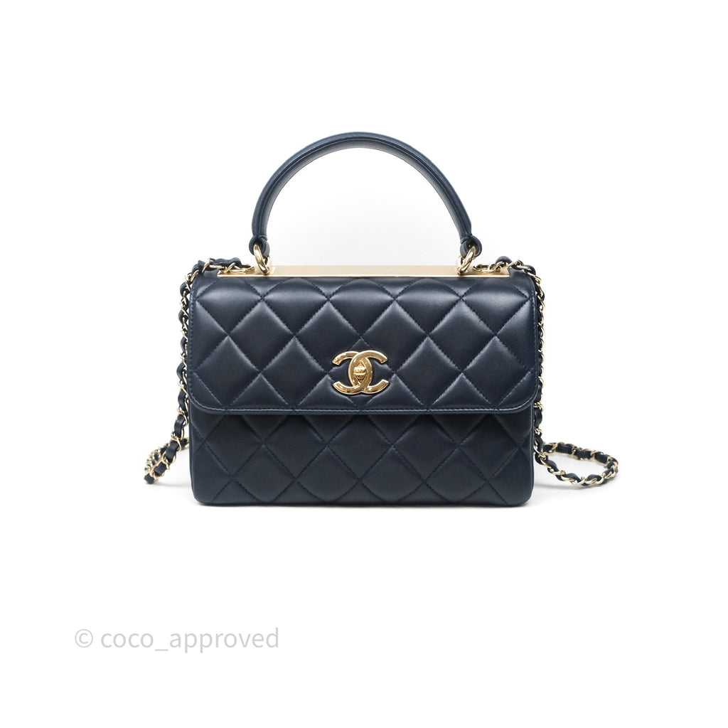 Chanel Small Trendy CC Navy Lambskin Gold Hardware