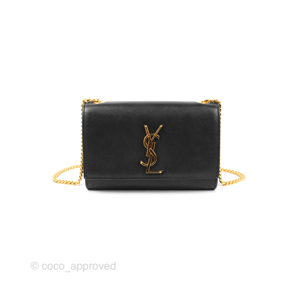 Saint Laurent Small Classic Monogram Kate Chain Bag Black Grained Calfskin Gold Hardware