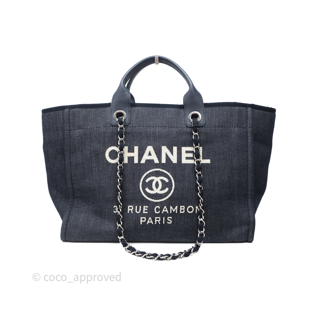 Chanel Large Deauville Tote Denim Canvas Silver Hardware