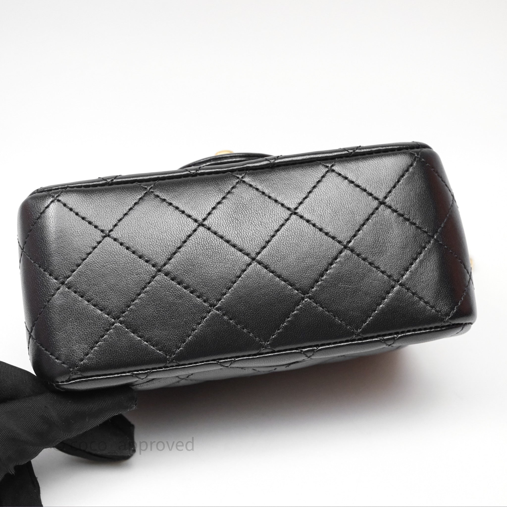 Chanel Pearl Crush Mini Square Quilted Black Lambskin Aged Gold Chanel Pearl Crush Mini Square Quilted Black Lambskin Aged Gold
