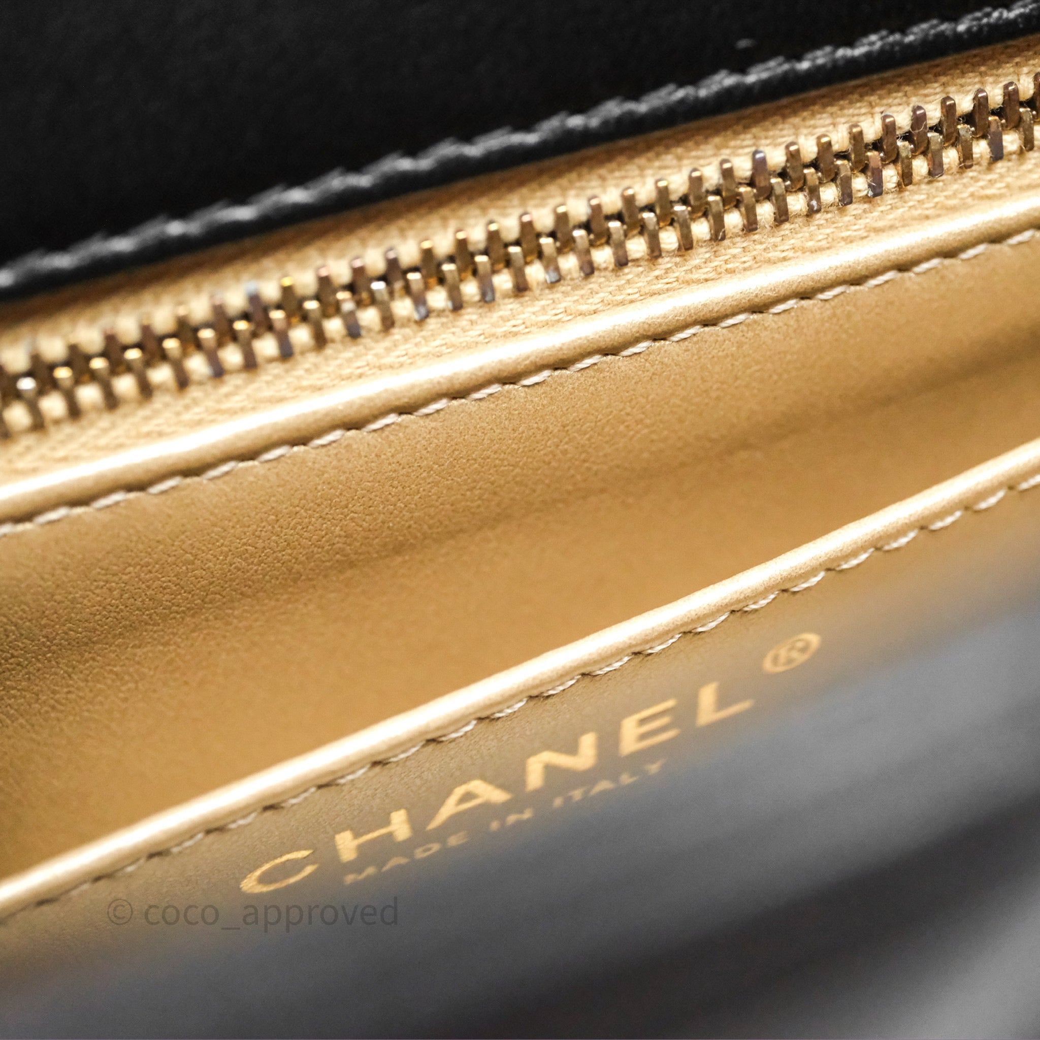Chanel Pearl Crush Mini Square Quilted Black Lambskin Aged Gold