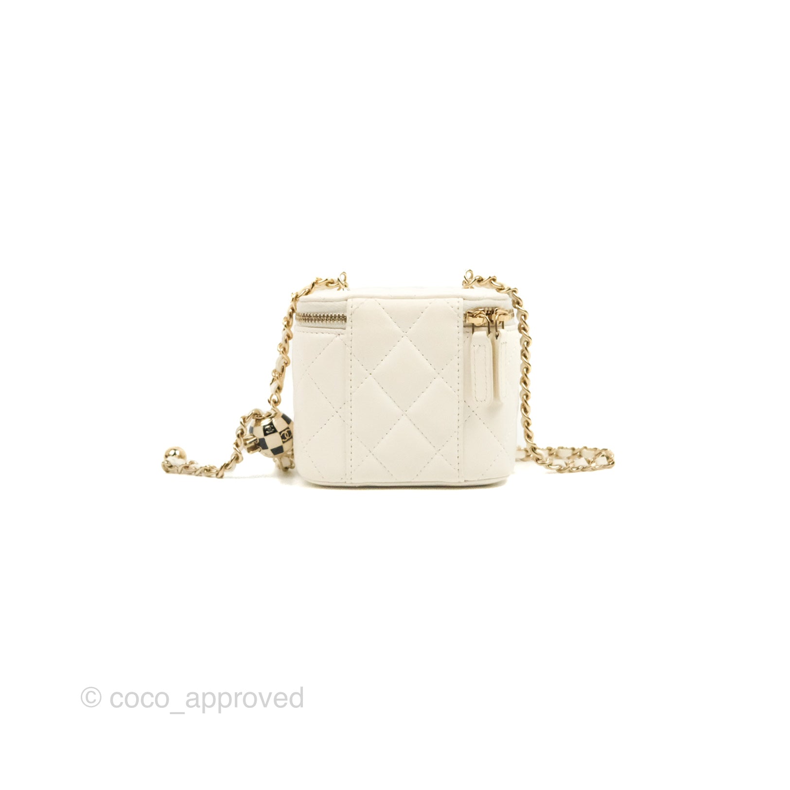 Chanel Mini Ball Crush Vanity With Chain White Lambskin Gold Hardware – Coco  Approved Studio