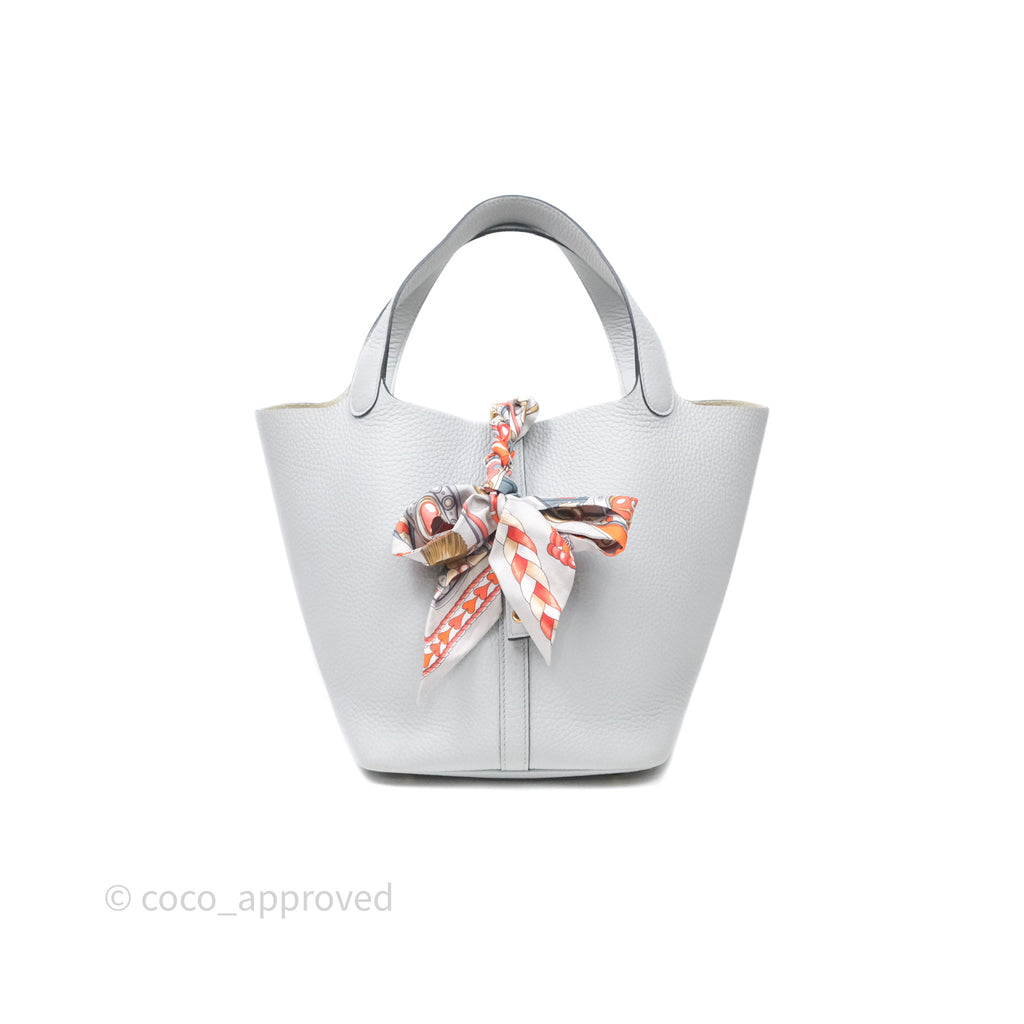 Hermès Picotin 22  Bleu Pale 08 Clemence Gold Hardware