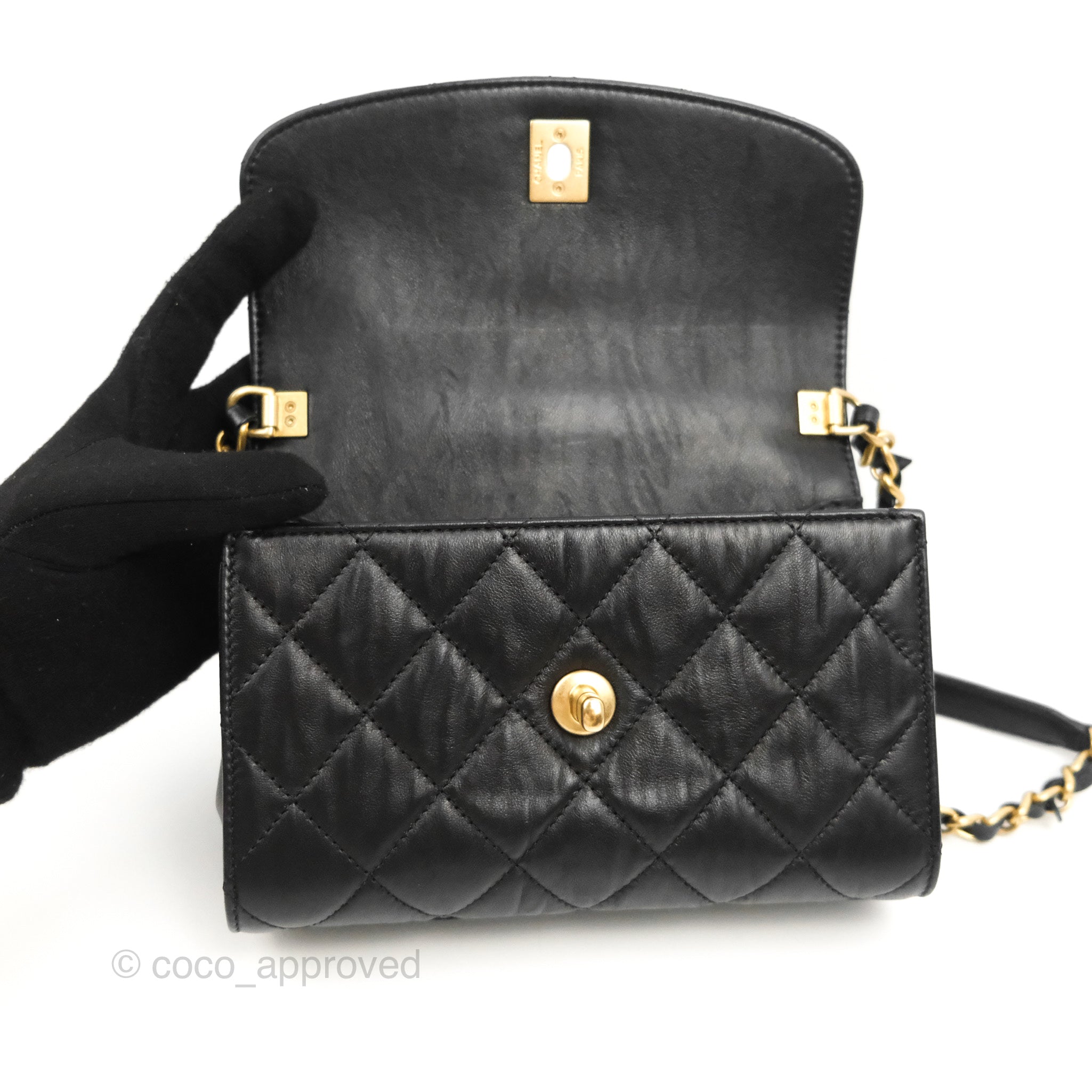 Chanel Quilted Extra Mini Rainbow Coco Handle Bag Lambskin Black Gold –  Coco Approved Studio