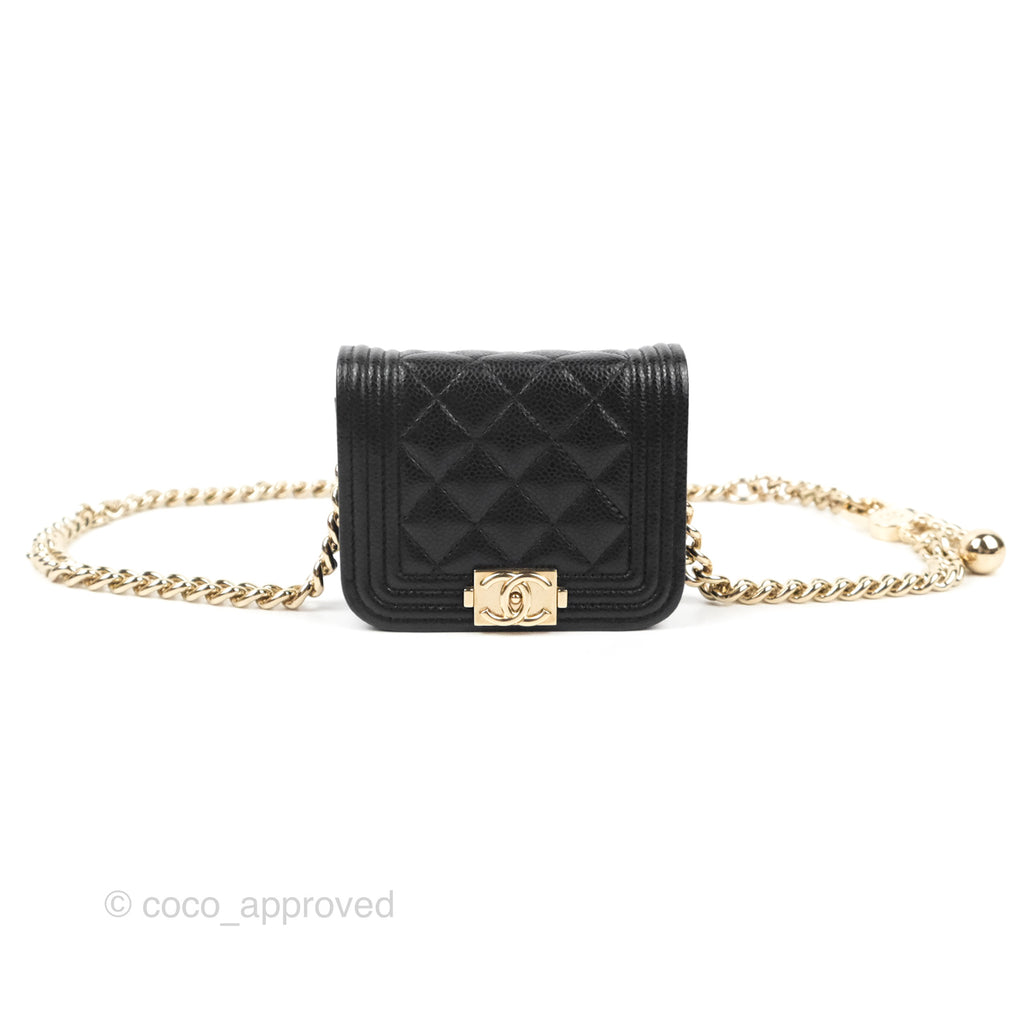 Chanel Quilted Boy Belt Bag Black Caviar Gold Hardware